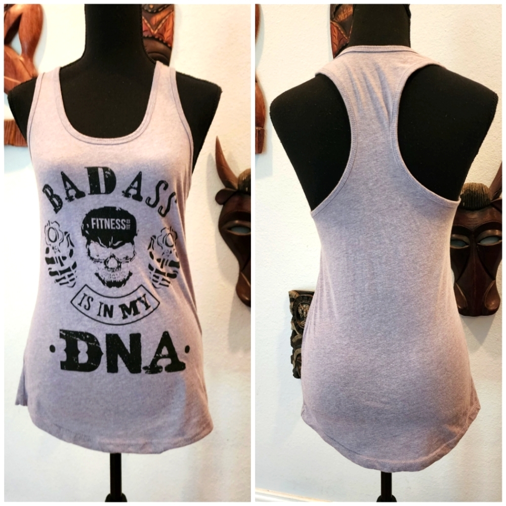 3/$20 - "Bad Ass is in My DNA" Racerback Tank, Size M